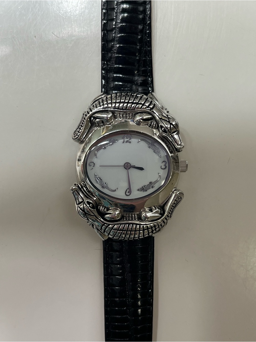 Barry Kieselstein Cord Alligator Crocodile Black Strap 925 Sterling Silver Watch